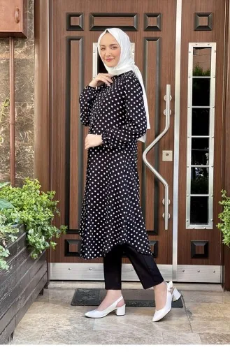 Puantiyeli Tunik 0152A-03 Lacivert