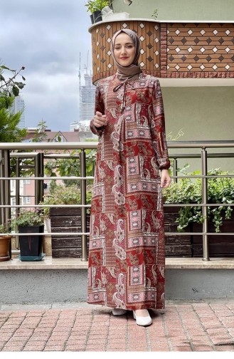 Ziegelrot Hijab Kleider 0266SGS.KRT