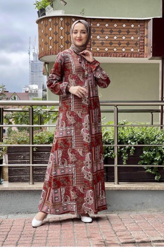 Ziegelrot Hijab Kleider 0266SGS.KRT