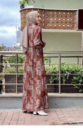 Ziegelrot Hijab Kleider 0266SGS.KRT