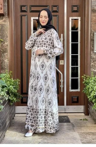 Viskosekleid Mit Bindekragen Braun 0272SGS.KHV