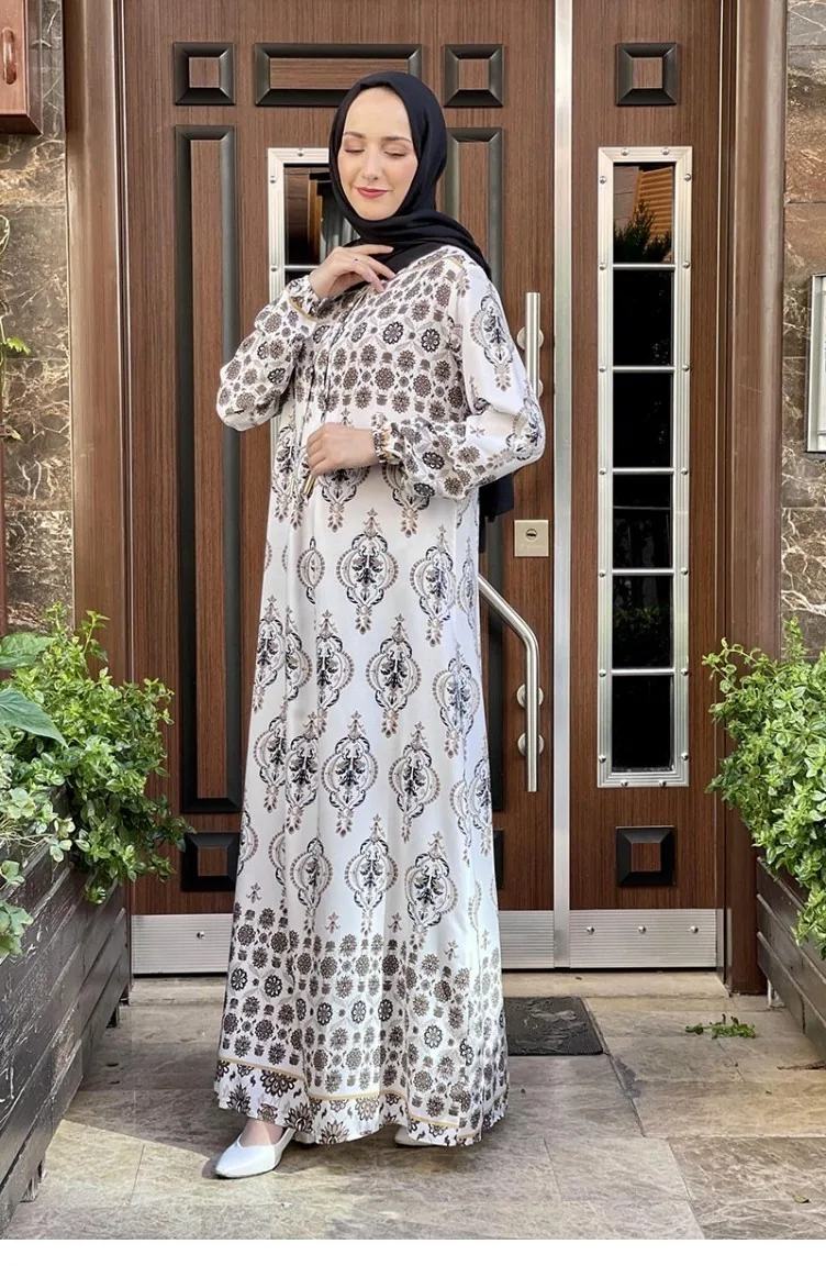 Viskosekleid Mit Bindekragen Braun 0272SGS.KHV