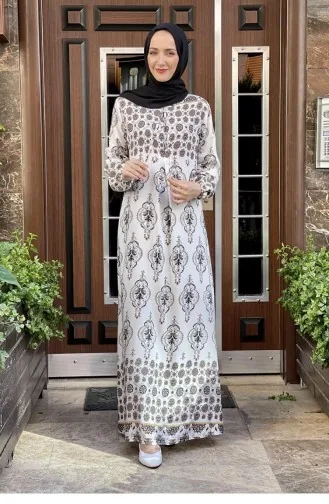 Viskosekleid Mit Bindekragen Braun 0272SGS.KHV