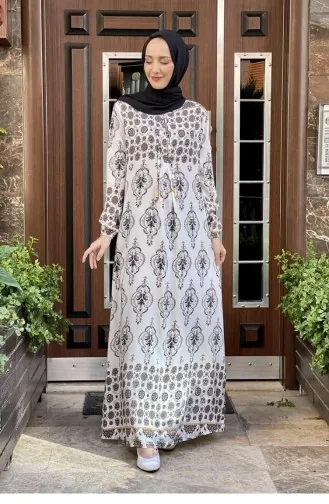 Viskosekleid Mit Bindekragen Braun 0272SGS.KHV