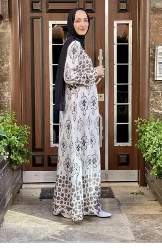 Viskosekleid Mit Bindekragen Braun 0272SGS.KHV