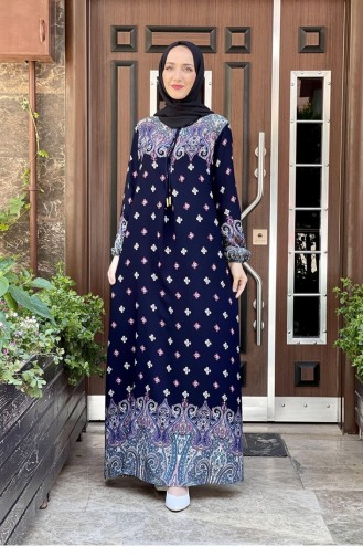 Dunkelblau Hijab Kleider 0274SGS.LCV