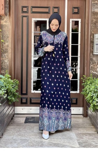 Dunkelblau Hijab Kleider 0274SGS.LCV