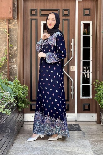Dunkelblau Hijab Kleider 0274SGS.LCV