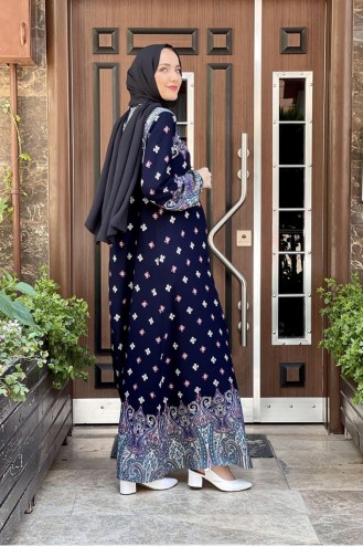 Dunkelblau Hijab Kleider 0274SGS.LCV