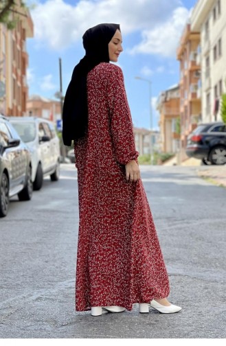 Claret Red Hijab Dress 0278SGS.BRD