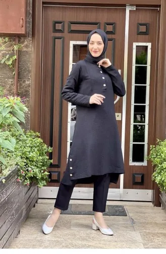 Button Detailed Aerobin Tunic Black 1512TGM.SYH
