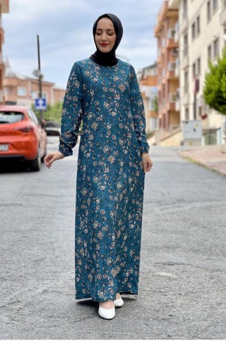 Robe Hijab Pétrole 1808CVN.PTR