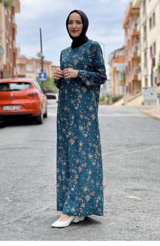 Robe Hijab Pétrole 1808CVN.PTR