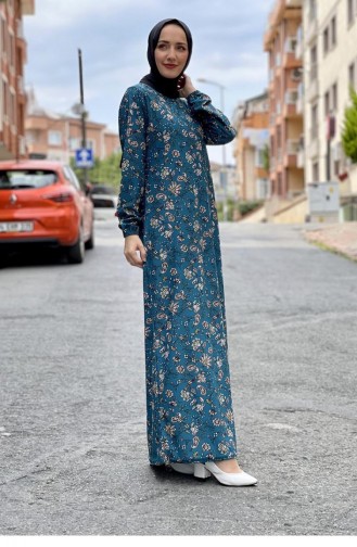 Robe Hijab Pétrole 1808CVN.PTR