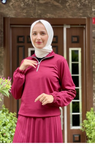 Piliseli Fermuarlı Takım Bordo