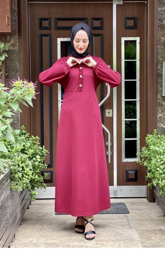 Claret Red Hijab Dress 2008MG.BRD