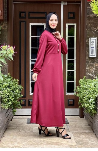 Claret Red Hijab Dress 2008MG.BRD