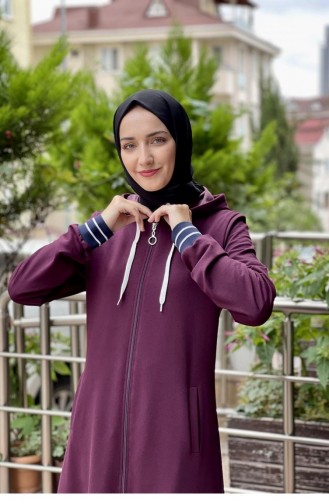 Fermuarlı Tesettür Kap Mürdüm