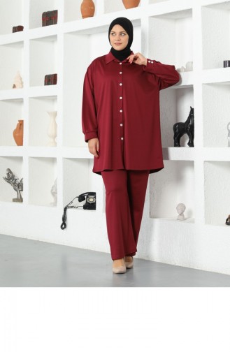 Gömlekli Tesettür Takım Bordo
