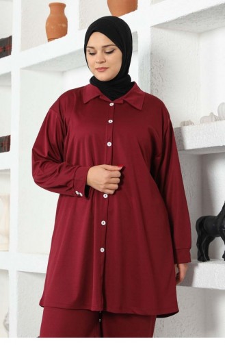 Gömlekli Tesettür Takım Bordo