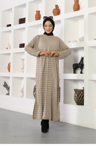 Beige Hijab Dress 5003MDO.BEJ