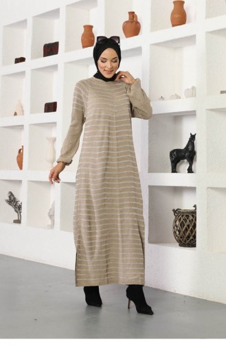 Beige Hijab Dress 5003MDO.BEJ