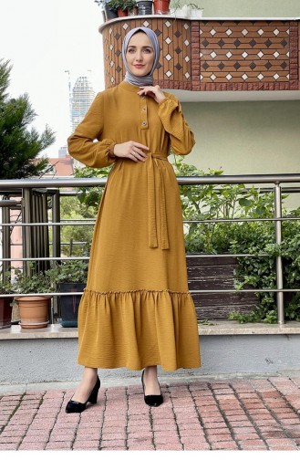 Senf Hijab Kleider 5005BGM.HRD