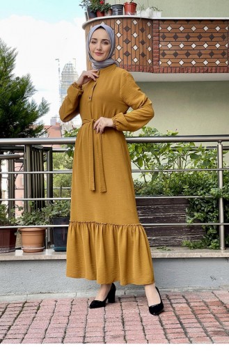 Senf Hijab Kleider 5005BGM.HRD