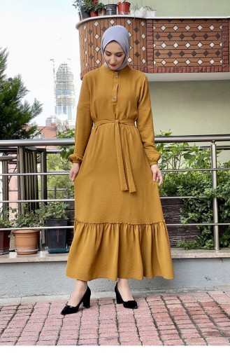 Senf Hijab Kleider 5005BGM.HRD