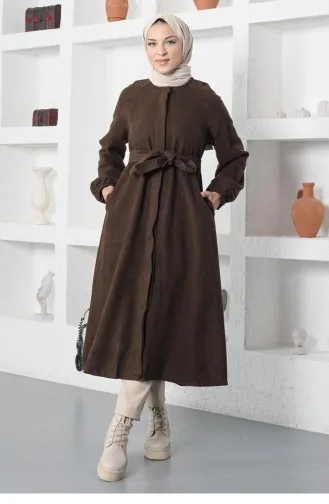 Buttoned Stamped Cape 5392A-01 Brown 5392A-01