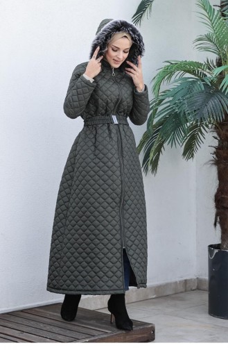 Kemerli Şişme Mont Haki