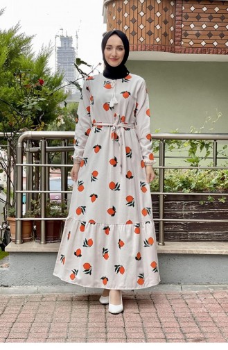 Orange Hijab Kleider 6612ES.TRC