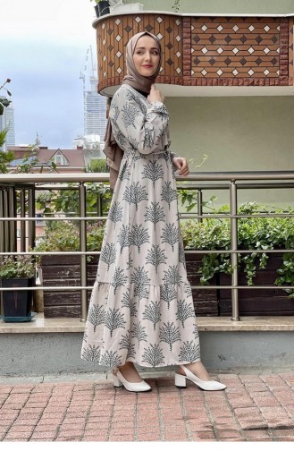Grün Hijab Kleider 6613ES.YSL