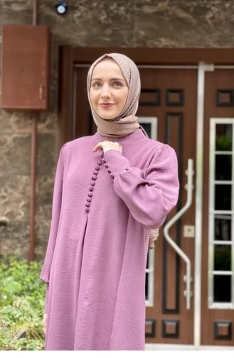 Aerobin Tunic With Button Detail On Sleeves And Collar Lilac 8025BGM.LLA
