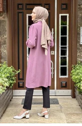 Aerobin Tunic With Button Detail On Sleeves And Collar Lilac 8025BGM.LLA