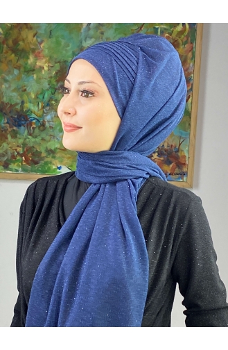 Saray Model Simli Yan Drapeli Şal ARA17ŞAL24-10 Lacivert