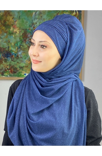 Saray Model Simli Yan Drapeli Şal ARA17ŞAL24-10 Lacivert