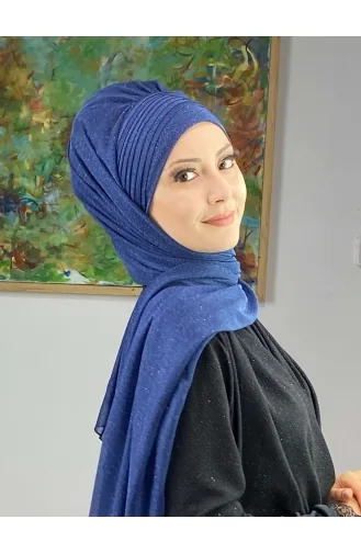 Saray Model Simli Yan Drapeli Şal ARA17ŞAL24-10 Lacivert