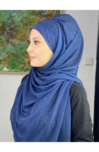 Saray Model Simli Yan Drapeli Şal ARA17ŞAL24-10 Lacivert