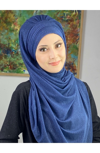 Saray Model Simli Yan Drapeli Şal ARA17ŞAL24-10 Lacivert