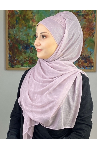 Saray Model Silvery Side Draped Shawl SEARCH17SHAL24-11 Light Lilac 17ŞAL24-11