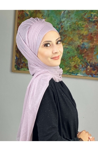 Saray Model Silvery Side Draped Shawl SEARCH17SHAL24-11 Light Lilac 17ŞAL24-11