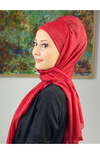 Red Ready to Wear Turban 17ŞAL24-13