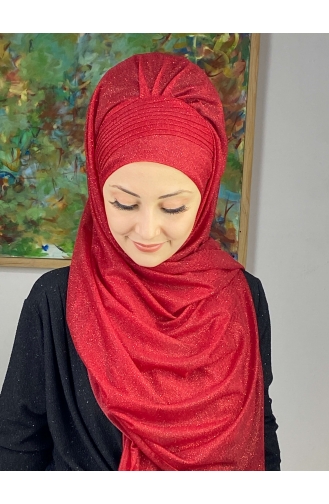 Red Ready to Wear Turban 17ŞAL24-13