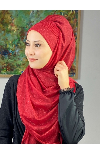 Red Ready to Wear Turban 17ŞAL24-13