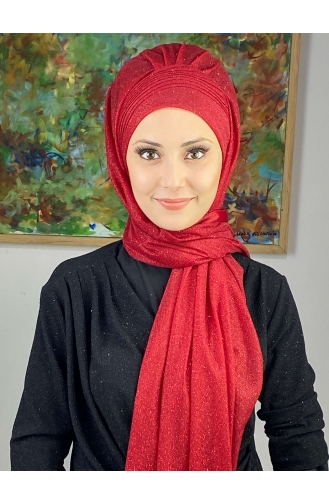 Red Ready to Wear Turban 17ŞAL24-13