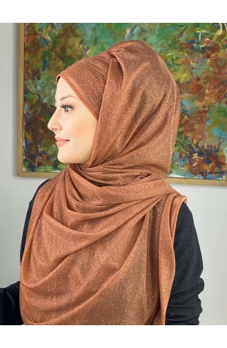 Saray Model Silvery Side Draped Shawl SEARCH17SHAL24-03 Copper Color 17ŞAL24-03