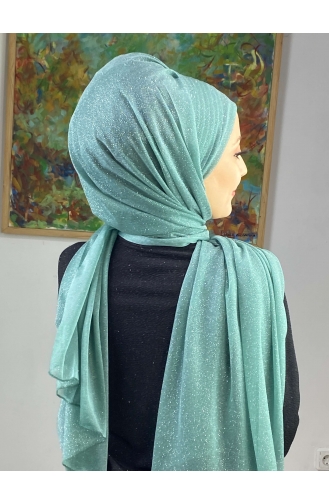 Saray Model Silvery Side Draped Shawl SEARCH17SHAL24-08 Wassergrün 17ŞAL24-08