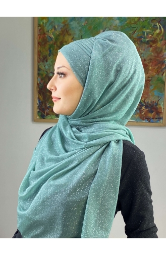 Saray Model Silvery Side Draped Shawl SEARCH17SHAL24-08 Wassergrün 17ŞAL24-08