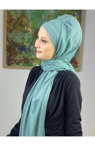 Saray Model Silvery Side Draped Shawl SEARCH17SHAL24-08 Wassergrün 17ŞAL24-08